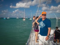 Onboard the  Bluebeard 3  ready to depart for our cruise to  Anguilla .